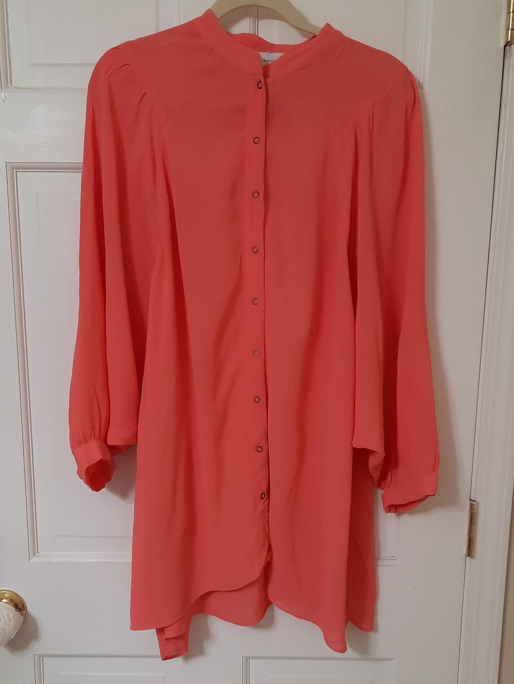 Soft Surroundings Coral Button-Front Tunic Blouse